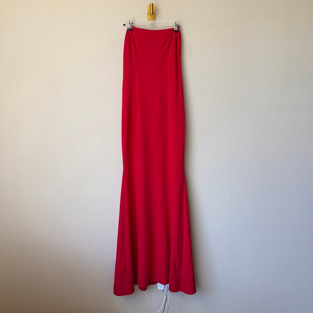 Katie May Mary Kate Red Strapless Cowl Back Gown Size 10 - Picture 3 of 7